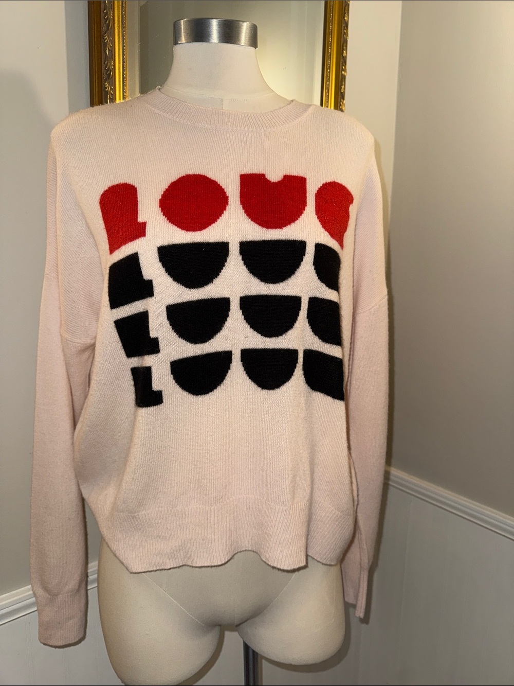 27 Miles Love Sweater in Pink/Red/Black.  Size medium. Like new.